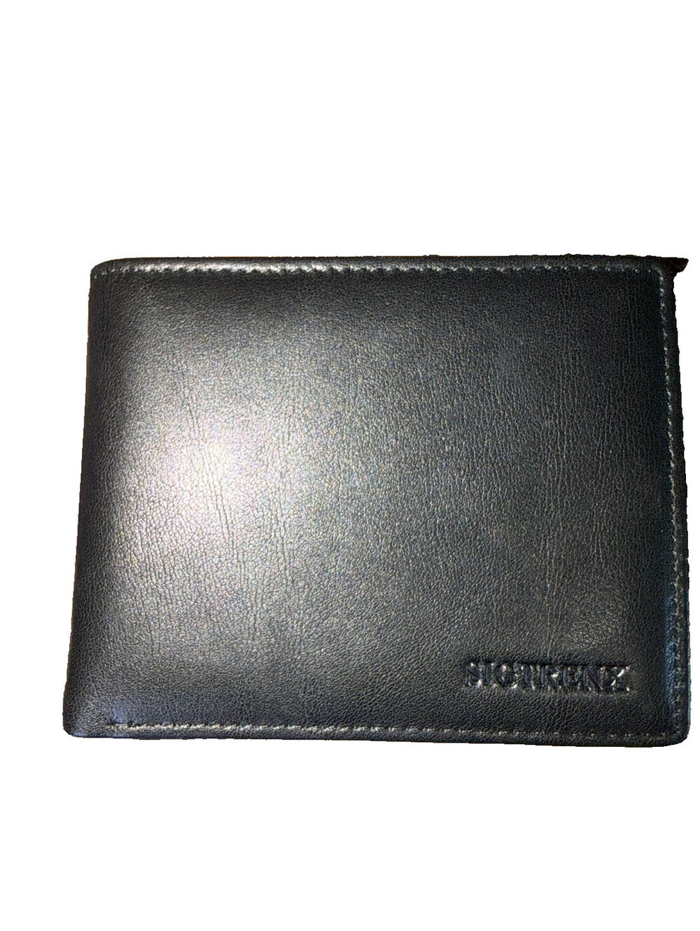 Sigtrenk  Men’s Black Leather Bifold Wallet ID Window Slim Minimalist